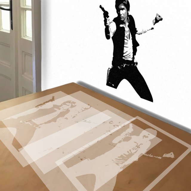 Han Solo stencil in 4 layers, simulated painting