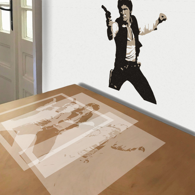Simulated painting of stencil of Han Solo