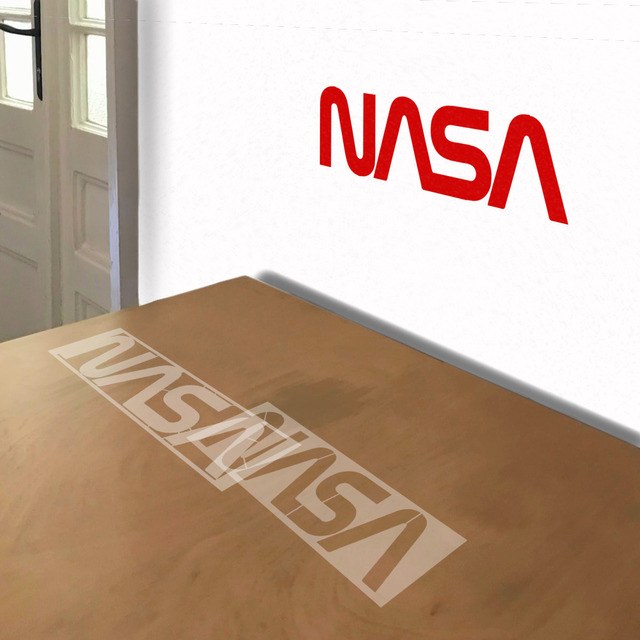 NASA 'worm' logo stencil in 2 layers, simulated painting