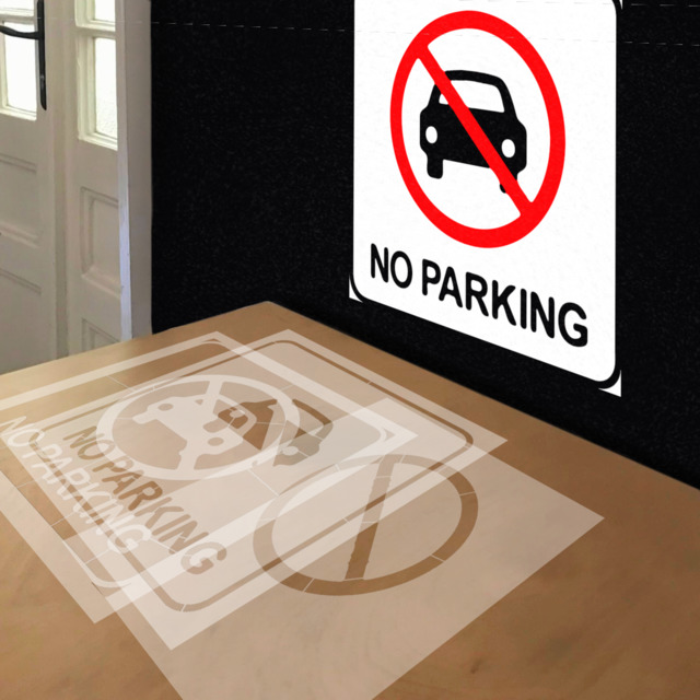 Do Not Park Here stencil in 3 layers, simulated painting
