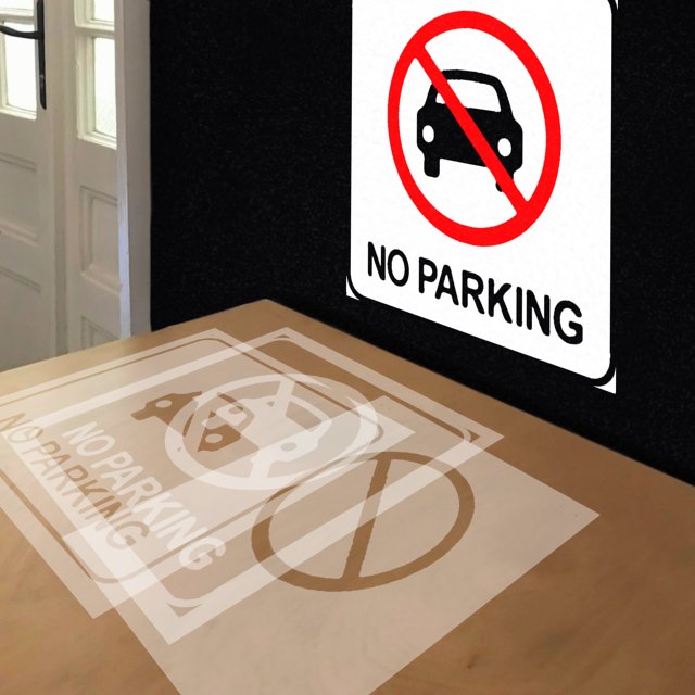 Do Not Park Here stencil in 3 layers, simulated painting