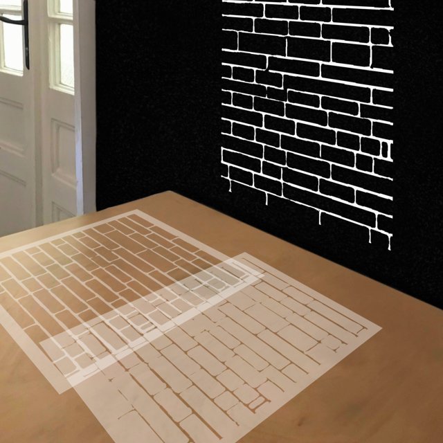 Faux Brick Stencil Set - Includes 2 Identical Brick Wall Stencils for Painting Large Pattern Designs on Walls, Floors & More - A Great Wall Stencil