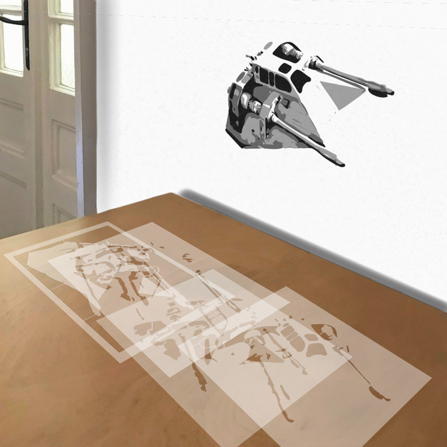 Simulated painting of stencil of Snow Speeder
