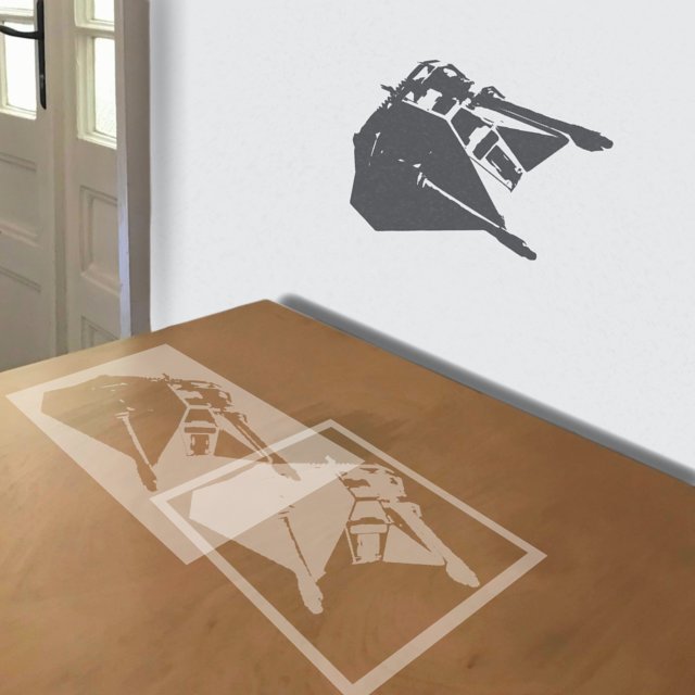Snow Speeder stencil in 2 layers, simulated painting