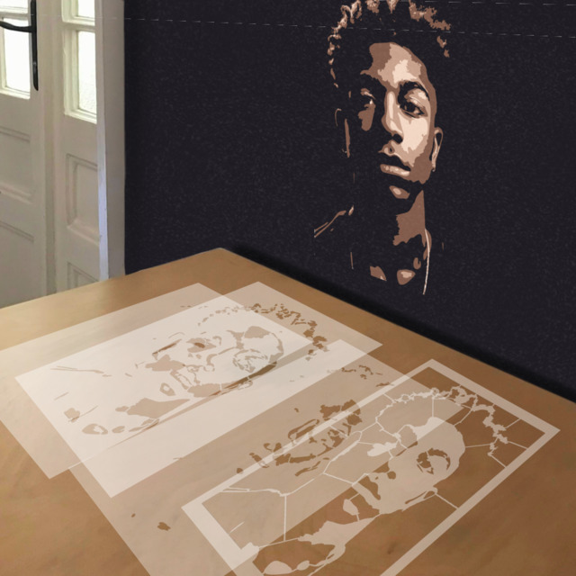 NBA Youngboy stencil in 4 layers, simulated painting