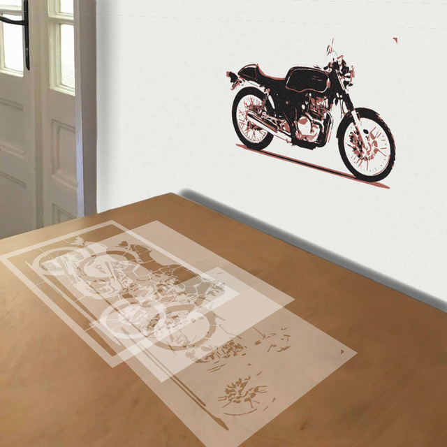 Honda Tourist Trophy stencil in 3 layers, simulated painting