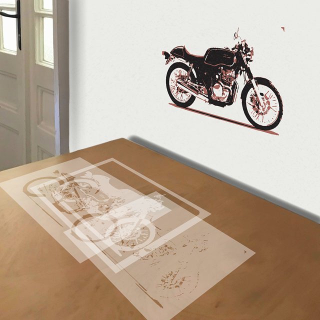 Honda Tourist Trophy stencil in 3 layers, simulated painting