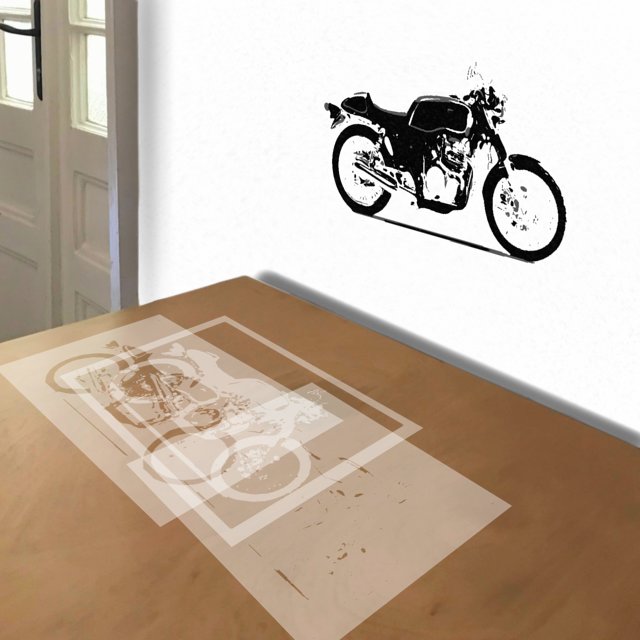 Honda Tourist Trophy stencil in 3 layers, simulated painting