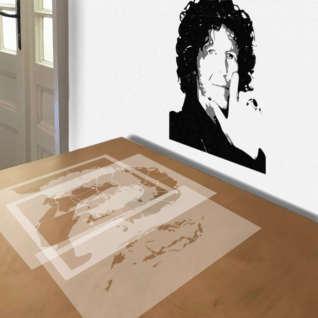 Howard Stern stencil in 3 layers, simulated painting