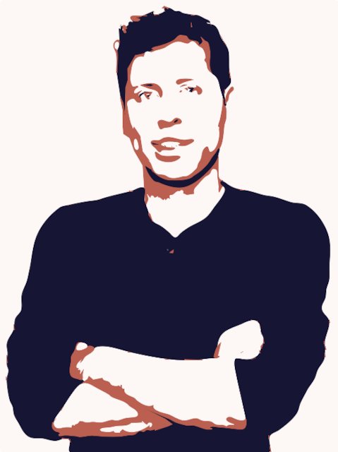 Stencil of Sam Altman