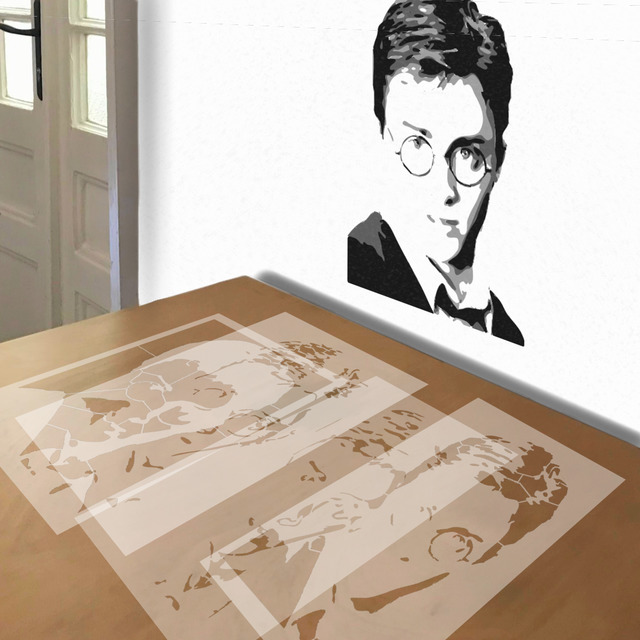 Harry Potter stencil in 4 layers, simulated painting