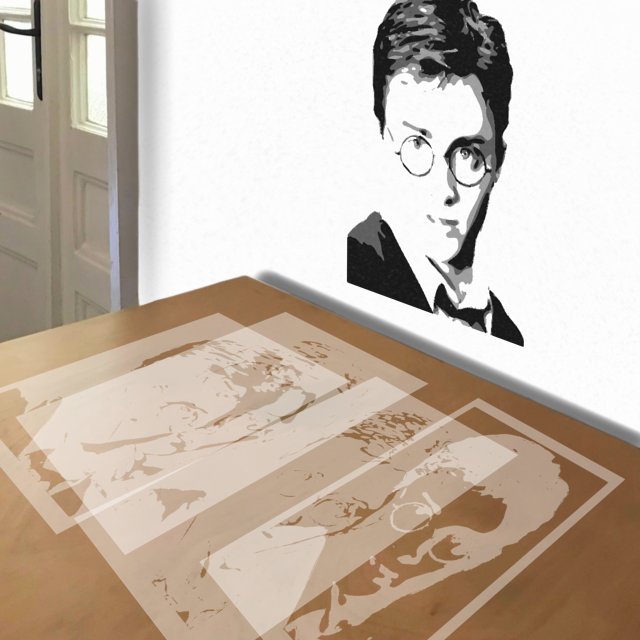 Harry Potter stencil in 4 layers, simulated painting