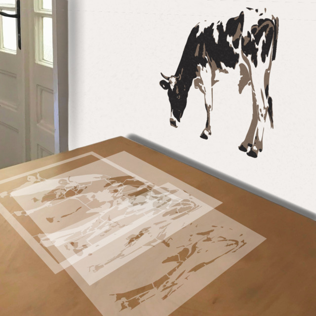 Holstein Cow stencil in 3 layers, simulated painting