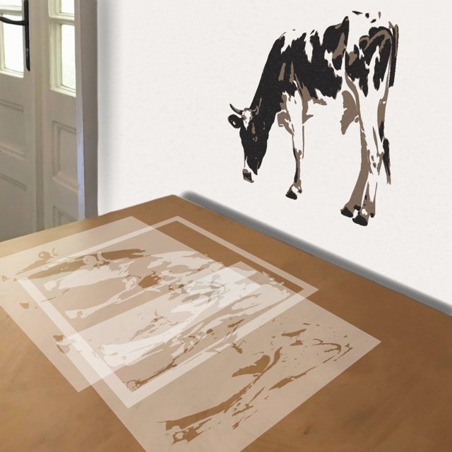 Holstein Cow stencil in 3 layers, simulated painting