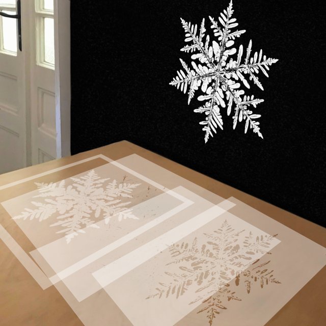 Snowflake 1 stencil in 4 layers, simulated painting