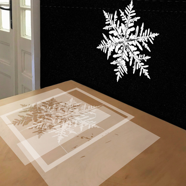 Simulated painting of stencil of Snowflake 1