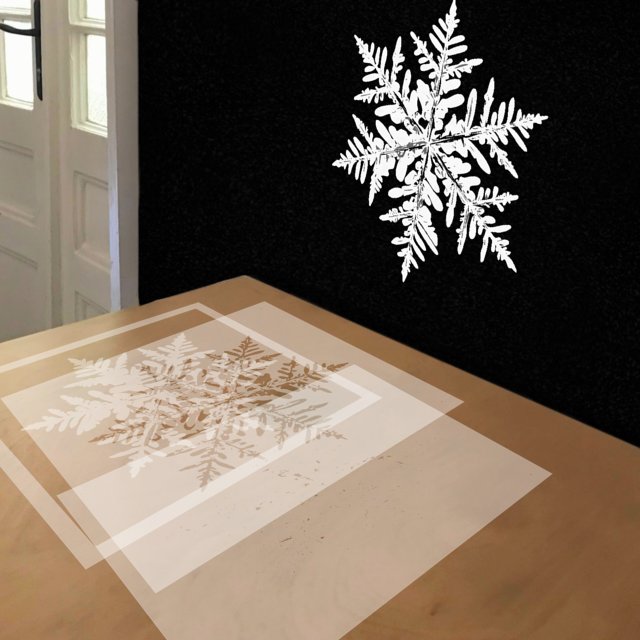 Snowflake 1 stencil in 3 layers, simulated painting