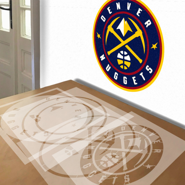 Denver Nuggets stencil in 4 layers, simulated painting