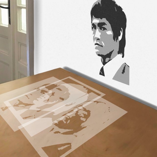Bruce Lee stencil in 3 layers, simulated painting