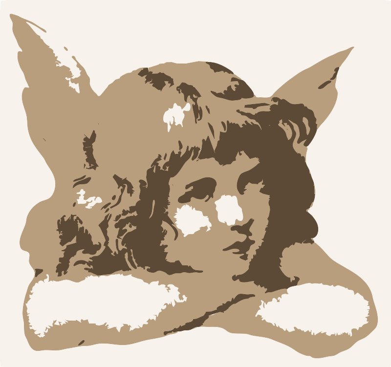 Stencil of Cherub with Long Hair