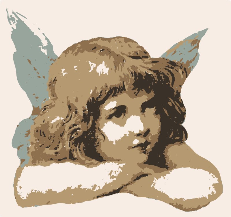 Stencil of Cherub with Long Hair