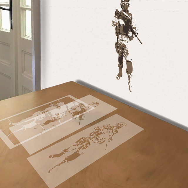 Simulated painting of stencil of Soldier