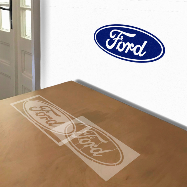Ford Logo stencil in 2 layers, simulated painting