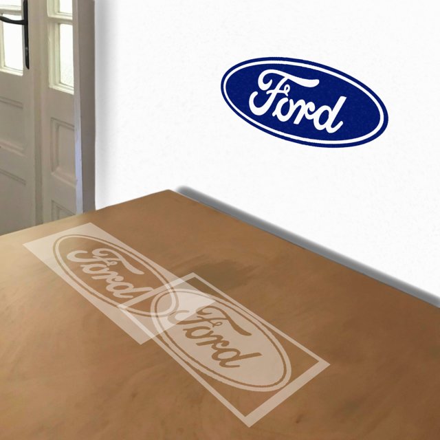 Ford Logo stencil in 2 layers, simulated painting