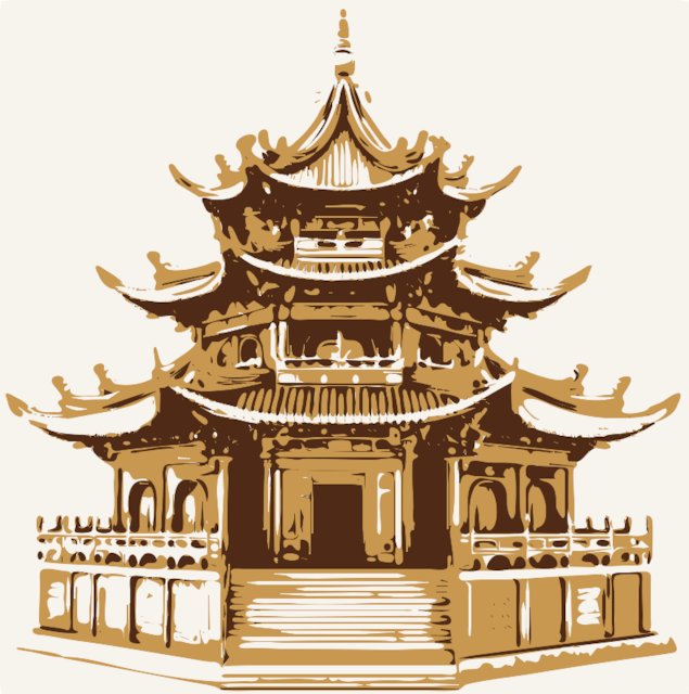 Stencil of Buddhist Temple