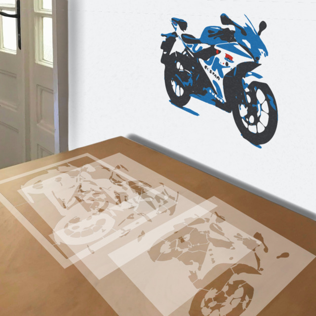 Suzuki GSX-R stencil in 4 layers, simulated painting