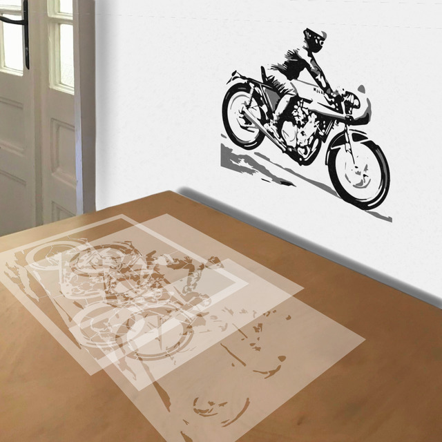 Classic Yamaha stencil in 3 layers, simulated painting