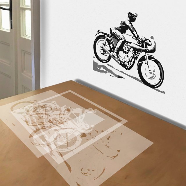 Classic Yamaha stencil in 3 layers, simulated painting