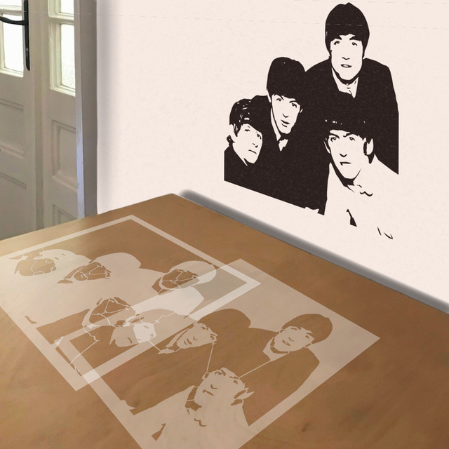 Early Beatles stencil in 2 layers, simulated painting