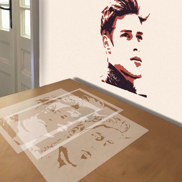 Quiff stencil in 3 layers, simulated painting