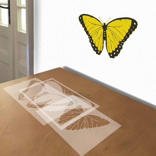 Butterfly stencil in 3 layers, simulated painting