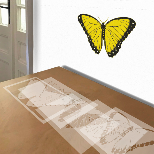 Butterfly stencil in 5 layers, simulated painting