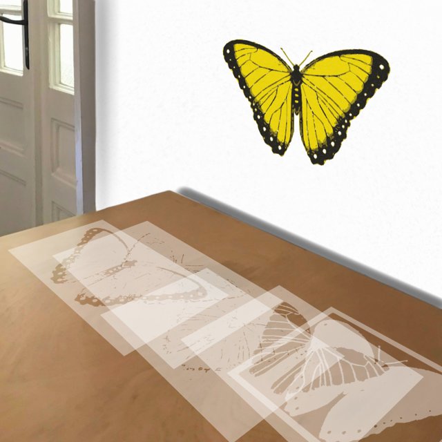 Butterfly stencil in 5 layers, simulated painting