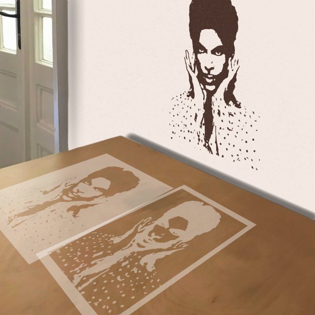 Prince Holding Ears stencil in 2 layers, simulated painting