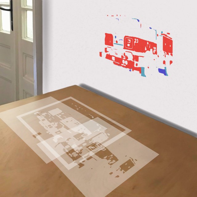 Fire Truck No. 23 stencil in 4 layers, simulated painting