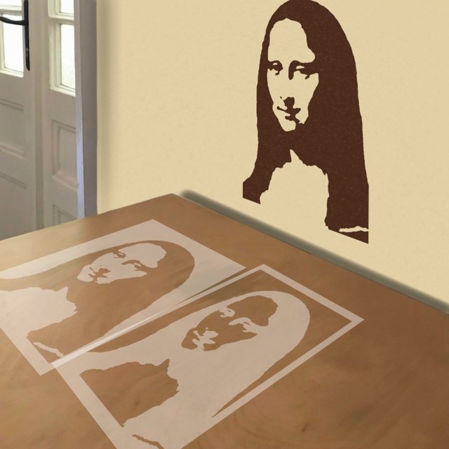 Mona Lisa stencil in 2 layers, simulated painting