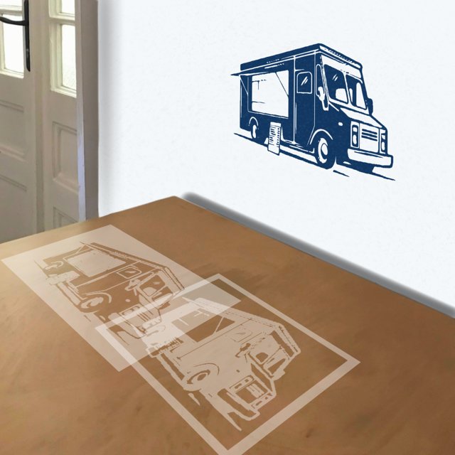 Food Truck Graphic stencil in 2 layers, simulated painting