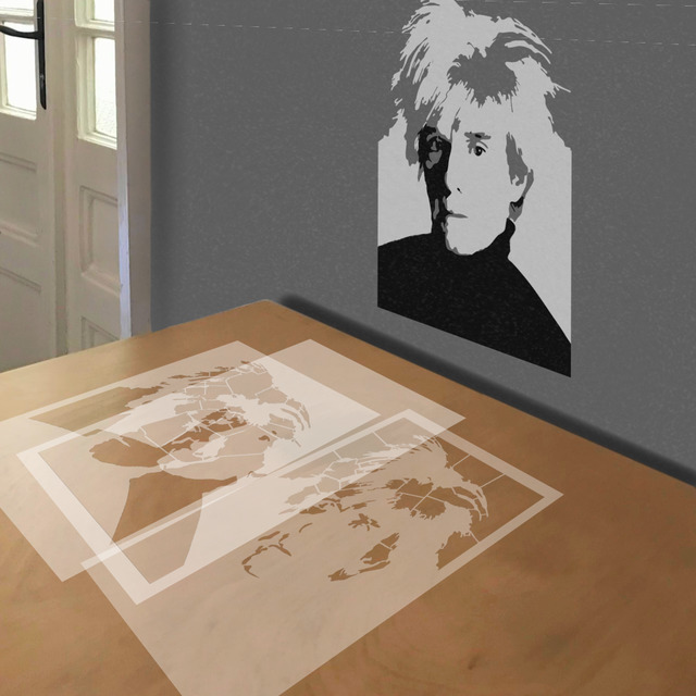 Andy Warhol stencil in 3 layers, simulated painting