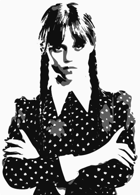 Stencil of Wednesday Addams