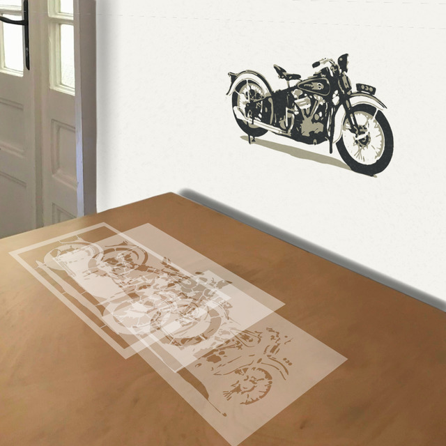 Vintage Harley stencil in 3 layers, simulated painting