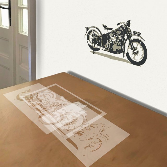 Vintage Harley stencil in 3 layers, simulated painting