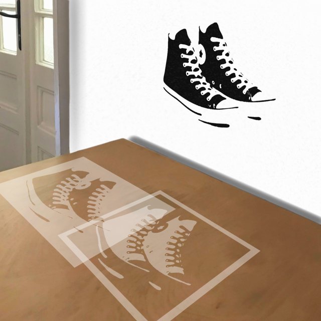 Converse High-Tops stencil in 2 layers, simulated painting