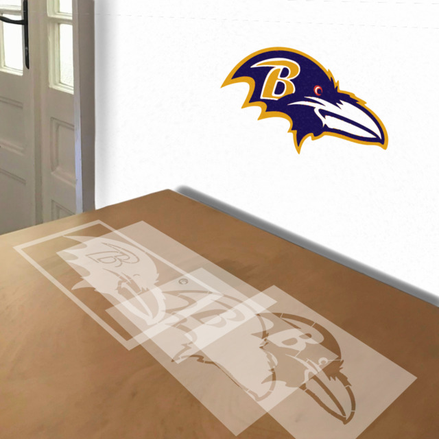 Baltimore Ravens stencil in 4 layers, simulated painting