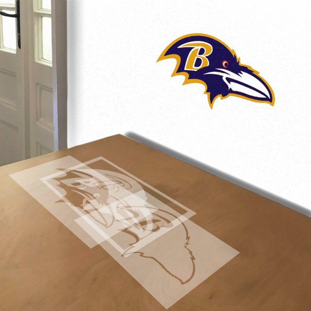 Baltimore Ravens stencil in 4 layers, simulated painting