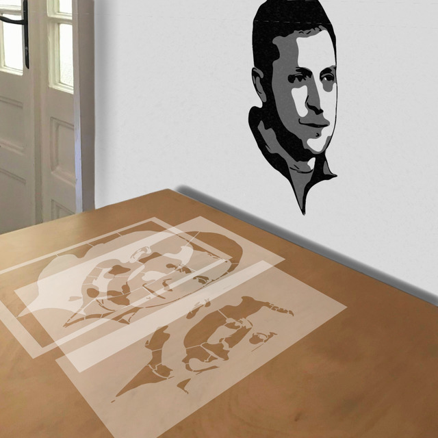Volodymyr Zelenskyy stencil in 3 layers, simulated painting