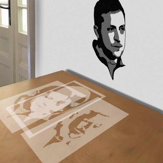 Volodymyr Zelenskyy stencil in 3 layers, simulated painting